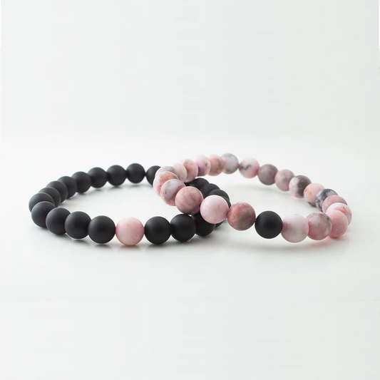 PINK ZEBRA X MATT BLACK STONE BRACELET