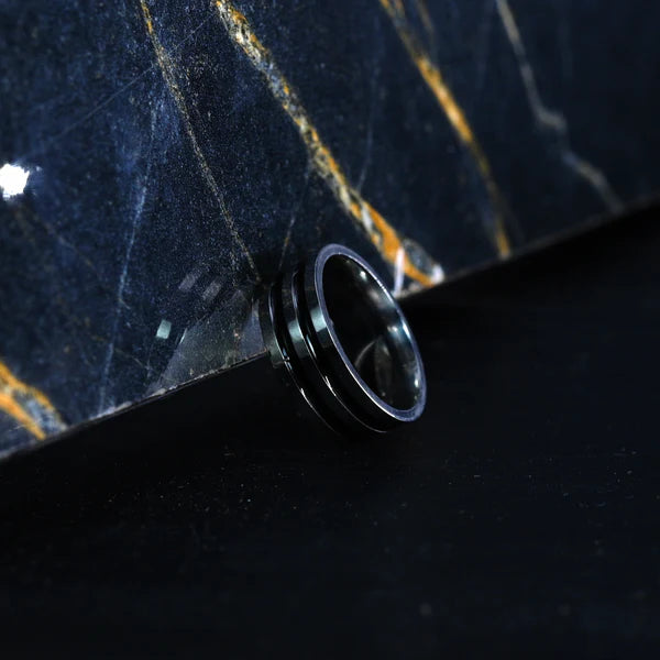 SOLID DOUBLE STRIPED RING - SILVER