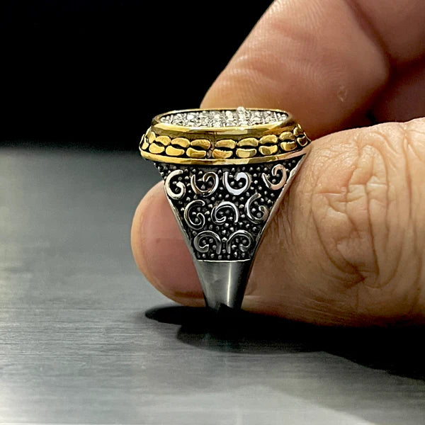 Cubical Zircon Oval Crown Turkish Ring