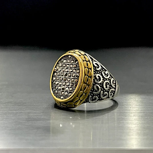 Cubical Zircon Oval Crown Turkish Ring