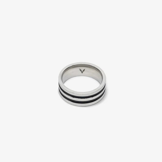 SOLID DOUBLE STRIPED RING - SILVER